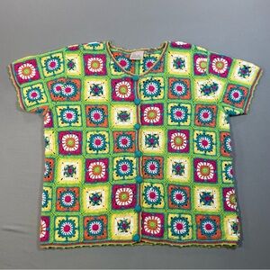 VINTAGE Fiorlini INTERNATIONAL Crochet Cardigan, Short Sleeve - Women Small
